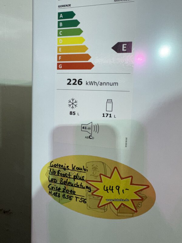 Gorenje Kühlgefrierkombination weiß 183cm hoch 256L Nutzinhalt Energie E – Bild 2
