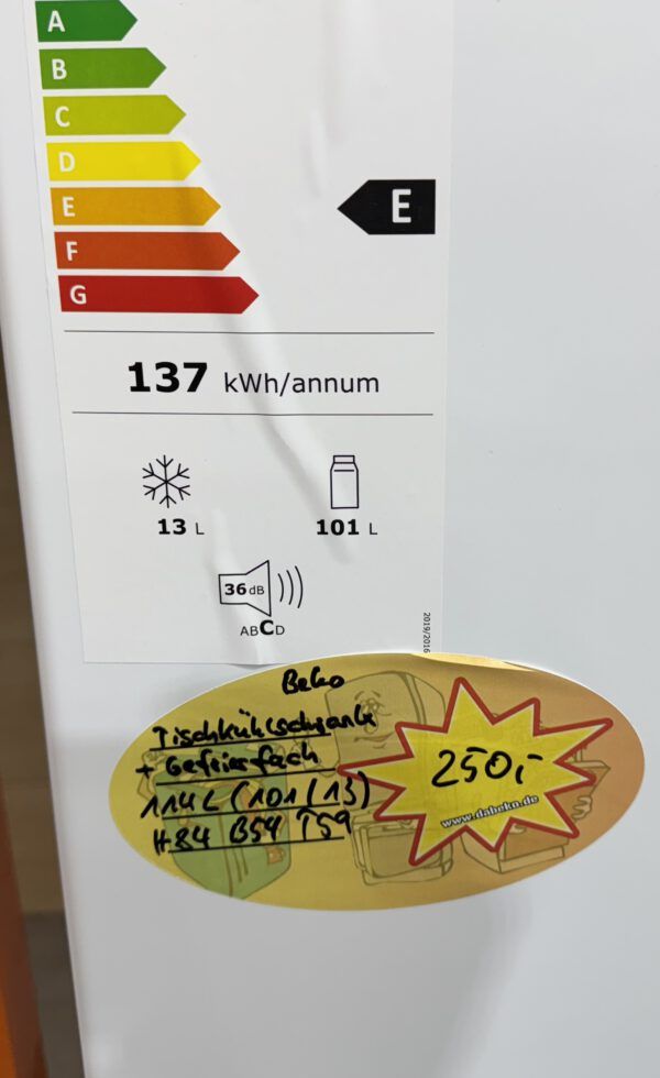 Beko Tischkühlschrank mit Gefrierfach, 84cm hoch Energie E – Bild 4