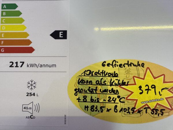 Gefriertruhe Kühltruhe mit Drahtkorb 254L Volumen H83,5cm B103,5cm T 55,5cm Energie E NEU – Bild 3