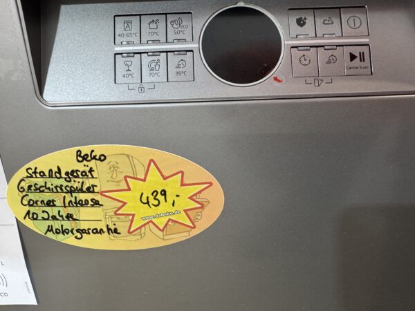 Beko Standgeschirrspüler unterbaubar 60cm silber CornerWash Energie C – Bild 4