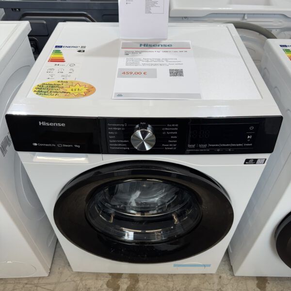 HiSense Waschautomat 9KG 1400U/min WiFi Heißdampf Fernsteuerung EEK A
