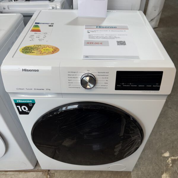 HiSense Waschmaschine 10KG 1400U/min PureJet Inverter Heißdampf großes Bullauge EEK:A