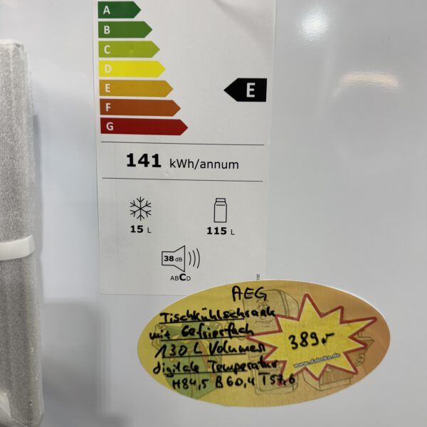 AEG Tisch / Standkühlschrank mit Gefrierfach EEK: E 130L Fassungsvermögen digitale Temperaturregelung – Bild 3