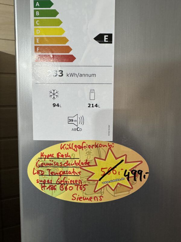 Siemens Kühlgefrierkombination Edelstahl LowFrost SHyperFresh Digitale Temperaturregelung EEK:E – Bild 5