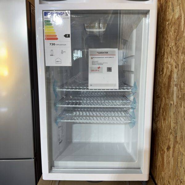 Glastür Kühlschrank für Getränke weiß 105L LED 85,5cm EEK: F Neu