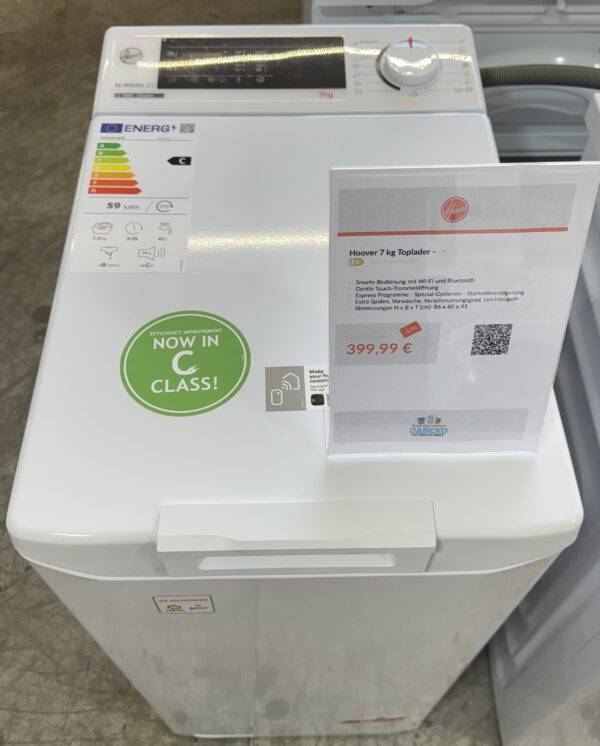 Hoover Toplader Waschmaschine 7KG 1200U/min Wi-Fi Bluetooth Energie: C