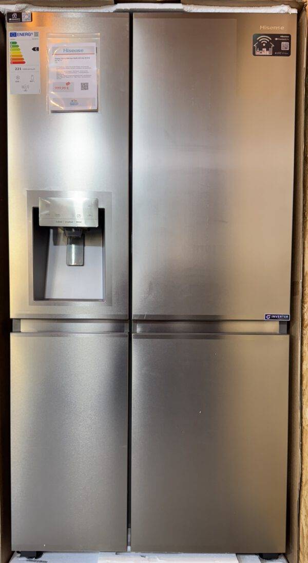 HiSense Side by Side Kühlgefrierkombination 91cm mit Eis crusher, Eiswürfelspender & Wasserspender NoFrost 632L Energie C NEU