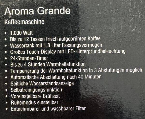 Fakir Aroma Grande Design Kaffeemaschine mit Timer und Warmhaltefunktion 1,8L – Bild 3