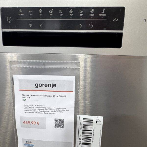 Gorenje Unterbau Geschirrspüler 60cm Edelstahl Besteckschublade AutoOpen WiFi Innenbeleuchtung Energie B – Bild 2