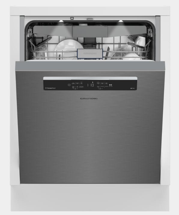 60cm Volledelstahl Unterbau Geschirrspüler Grundig Besteckschublade LED EEK: A