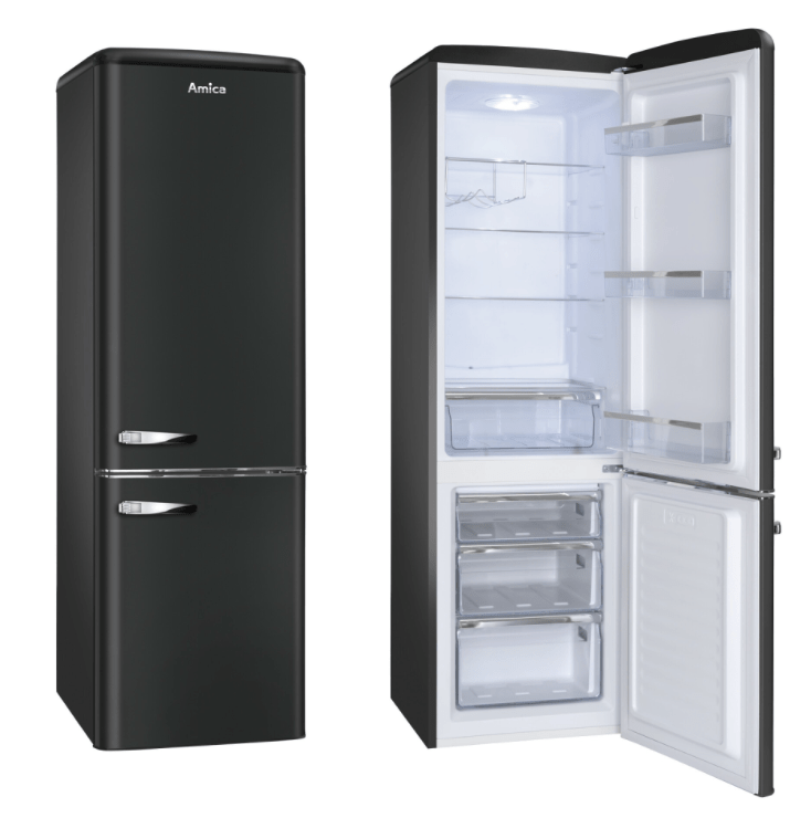 Amica Retro Kühl- / Gefrierkombination schwarz 181cm 244L EEK: C – Bild 3