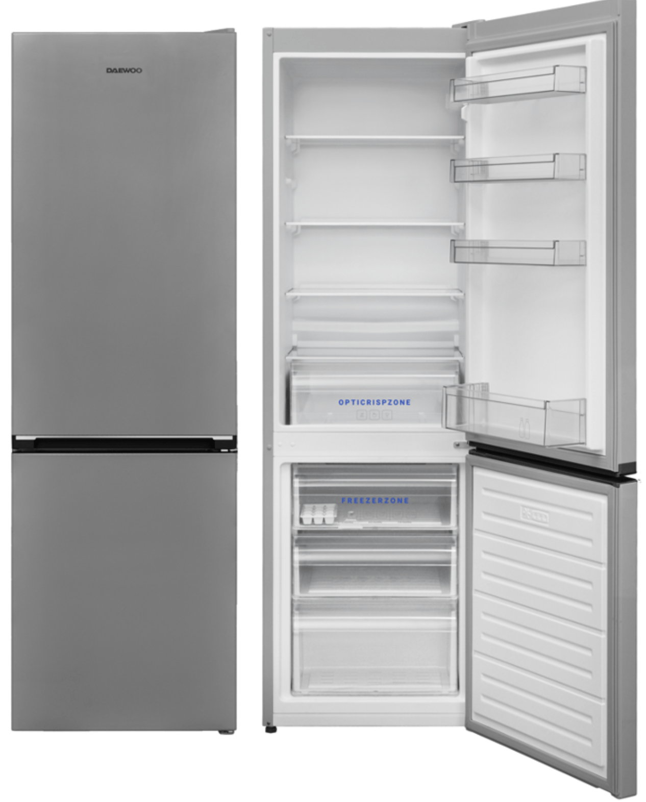 Daewoo Kühlgefrierkombi silber 268L LessFrost LED 170cm EEK: D
