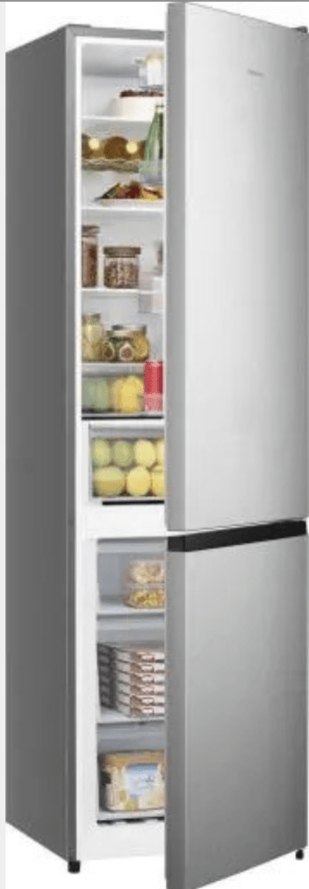 HiSense Kühlgefrierkombi Edelstahl XXL 202cm 336L Nutzinhalt Chrom Weinregal LED Umluft Total NoFrost EEK: C