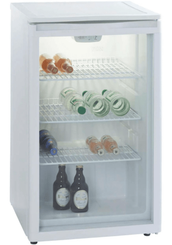 Flaschenkühlschrank Glastür Kühlschrank 102L Nutzinhalt LED Beleuchtung EEK: F