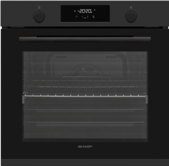 autarker Einbaubackofen Sharp mit 78L Garraum Timer versenkbare Knebel Teleskopauszug EEK: A