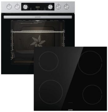 Gorenje Edelstahl Herdset 77L Garraum HiLight Kochfeld flächenbündiger Einbau EEK: A