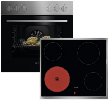 Einbau Herdset AEG Kombi Edelstahl Anti Fingerprint Umluft Pizzastufe 65L Garraum EEK: A